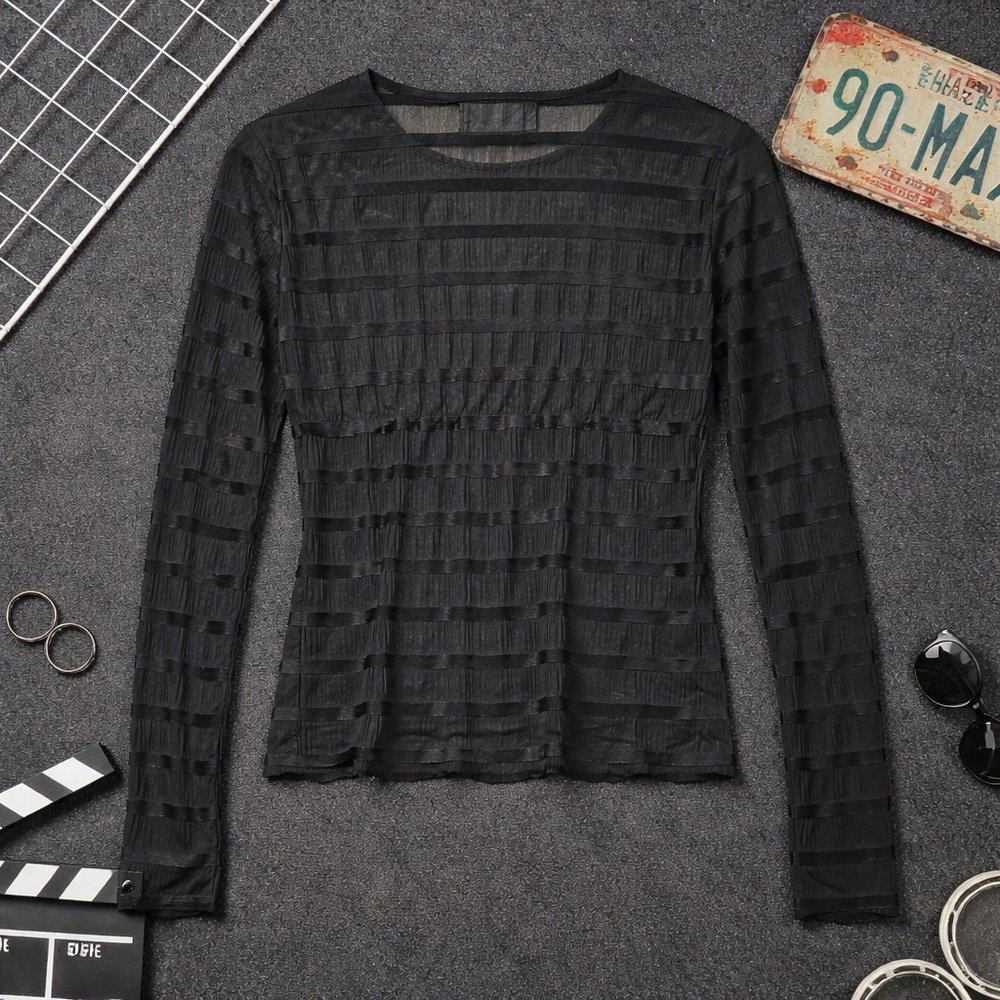 Lanston Sport Mesh Long Sleeve Sports Top   Women’s size small Black